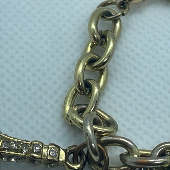 Juicy Couture Gold Tone Charm Bracelet Eiffel Tower Diploma Crest & Rhinestone - Picture 7 of 13